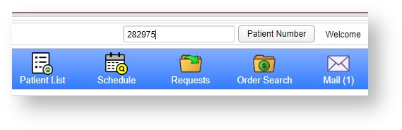An image of the top of the VetView Header for fast patient number lookup