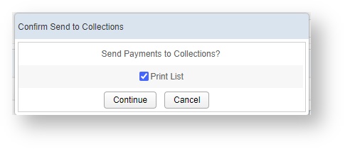 The confirmation box that appears when you click on Send Pending.  This box includes the option to Print List for the Search Results.